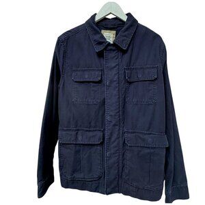 GAP Mens Utility Jacket Size Small Navy Blue Cotton Full Zip Casual Barn Coat